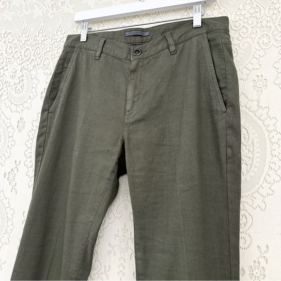 John Varvatos Linen Blend Army Green Pants - Picture 4 of 13